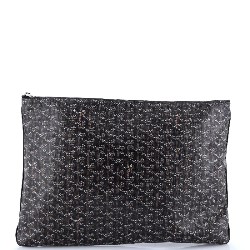 Senat Zip Pouch Coated Canvas GM Mesh Canvas Denim