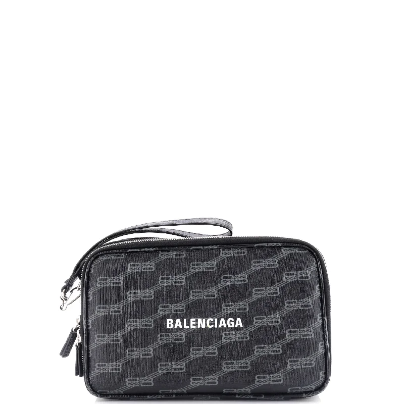 Signature Clutch Bag BB Monogram Coated Canvas Pleated Ruffled tiered