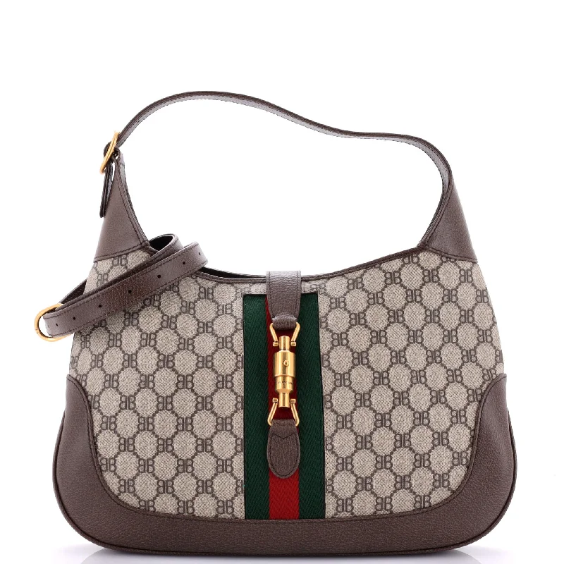 x Gucci The Hacker Project Jackie 1961 Hobo BB Coated Canvas Medium Tweed Herringbone Houndstooth