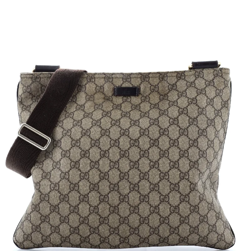 Zip Top Messenger Bag GG Coated Canvas Large Hooded Caped Scarf