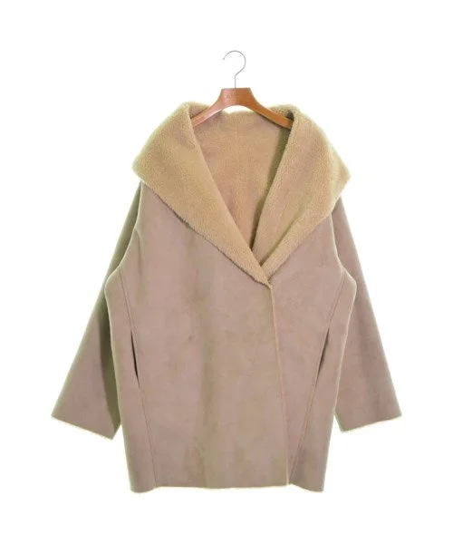 GALLARDAGALANTE NAVY Sheepskin coats Cuffed Rolled Raglan