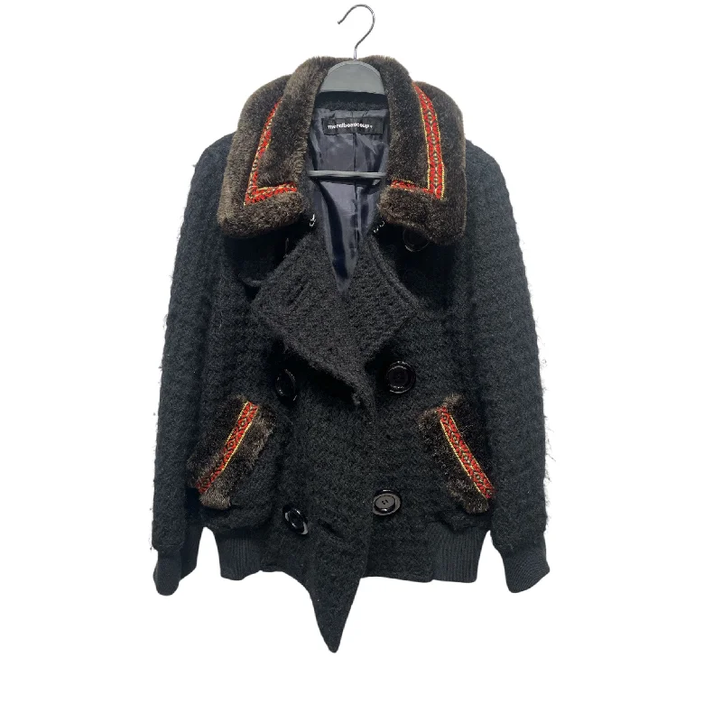 mercibeaucoup，///Peacoat/0/Plain/Polyester/BLK//W [Vintage] Stylish/QUILTED FUR COLLAR Fitted Loose Oversized