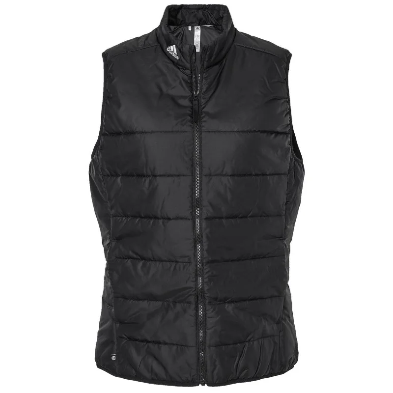 Adidas Women's Black Puffer Vest Fitted Waistcoat Vest
