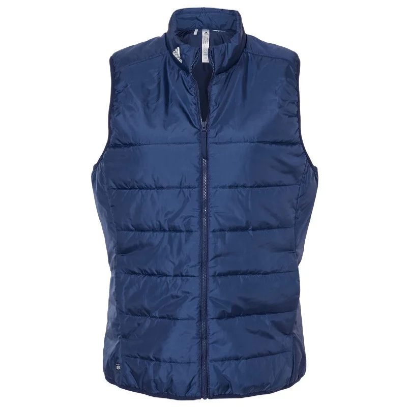 Adidas Women's Team Navy Blue Puffer Vest Wool Tweed Vest