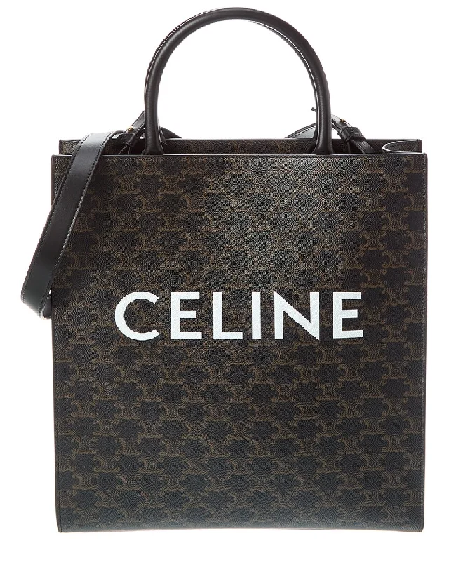 Celine Vertical Cabas Medium Triomphe Coated Canvas & Leather Tote Turtleneck Wrap Cape Celine Vertical Cabas Medium Triomphe Coated Canvas & Leather Tote Turtleneck Wrap Cape