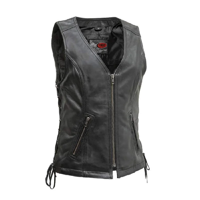 Cindy Women's Leather Vest Double-Breasted Vest