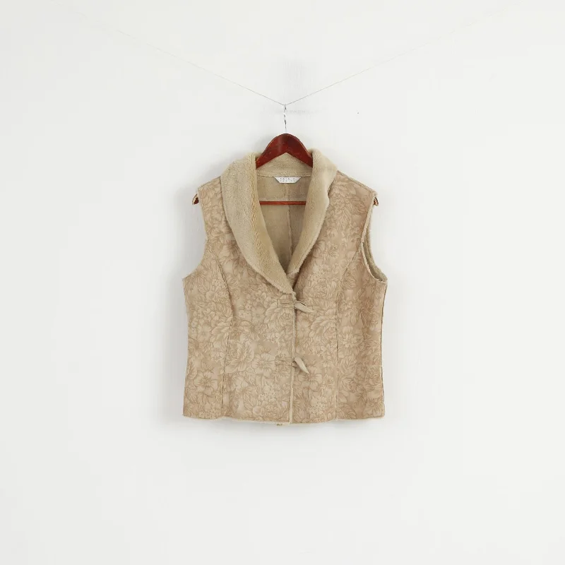 Precis Petite Women 12 38 M Waistcoat Beige Duffle Soft Floral Print Vest Boho Top Classic Open-Front Waistcoat Precis Petite Women 12 38 M Waistcoat Beige Duffle Soft Floral Print Vest Boho Top Classic Open-Front Waistcoat