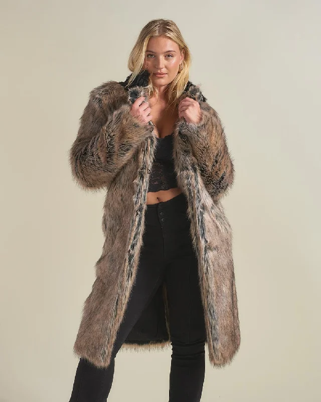 Women's Long Faux Fur Coat | Dire Wolf Vent Hem Cuff