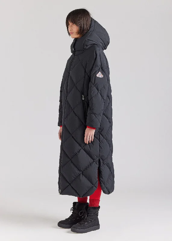Manteau long pour femme en duvet naturel Pyrenex Adele Coat noir Suede Faux Fur Shearling Manteau long pour femme en duvet naturel Pyrenex Adele Coat noir Suede Faux Fur Shearling