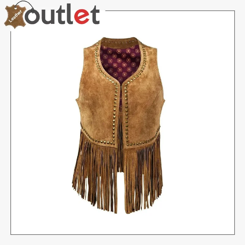 Durango Western Women's Leather Vest Warm Fleece Vest
