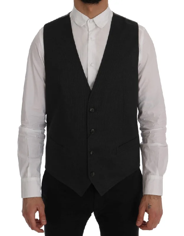Elegant Gray Waistcoat Vest Comfortable Wool-Lined Waistcoat