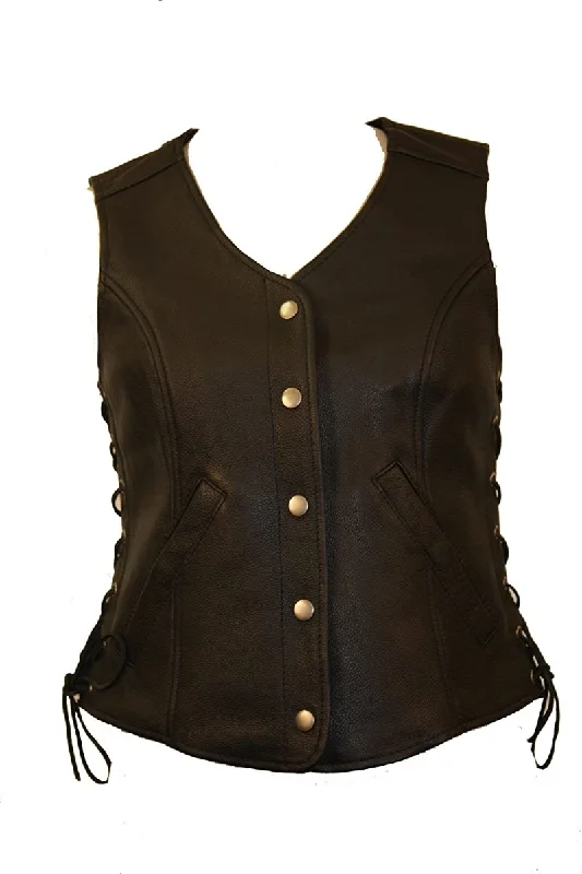 First Manufacturing FML566CCF Women’s Black Side Lace Conceal and Storage Pocket Leather Vest Warm Hooded Vest First Manufacturing FML566CCF Women’s Black Side Lace Conceal and Storage Pocket Leather Vest Warm Hooded Vest