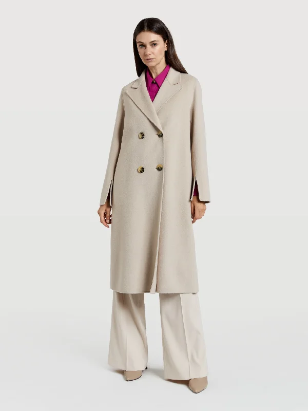 Handmade double - breasted overcoat Solid Print Jacquard