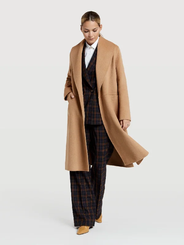Handmade overcoat with belt Satin Silk Chiffon