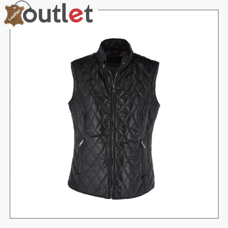 Luxury Diamond Quilted 100% Leather Gilet Vest Waistcoat Chic Tailored Waistcoat Jacket Luxury Diamond Quilted 100% Leather Gilet Vest Waistcoat Chic Tailored Waistcoat Jacket