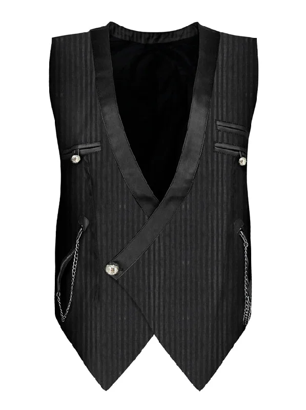 Men's Steampunk Pinstripe Waistcoat V Neck Party Vest Fashionable Check Waistcoat Vest Men's Steampunk Pinstripe Waistcoat V Neck Party Vest Fashionable Check Waistcoat Vest