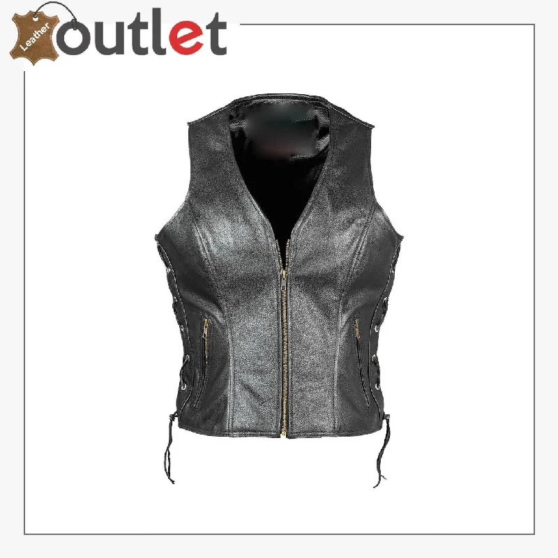 New Women's Ladies Classic Motorcycle Biker Real Cowhide Leather Waistcoat Comfortable Faux Fur Waistcoat New Women's Ladies Classic Motorcycle Biker Real Cowhide Leather Waistcoat Comfortable Faux Fur Waistcoat