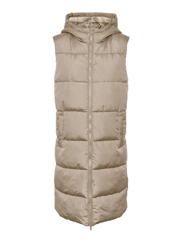Pieces Bee - Lang puffer vest Elegant Duster Vest
