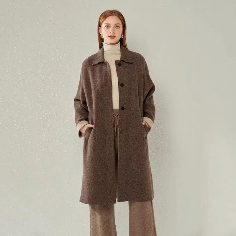 Pure Cashmere Women Coat Off-the-Shoulder Jacket Double-Breasted Coat Single-Breasted Coat Pure Cashmere Women Coat Off-the-Shoulder Jacket Double-Breasted Coat Single-Breasted Coat