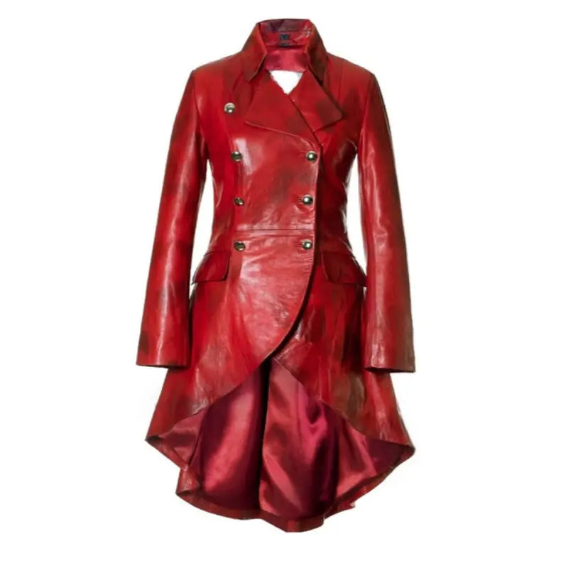 Red Distress Punk Gothic Tailcoat Houndstooth Coat Plaid Coat Tartan Coat
