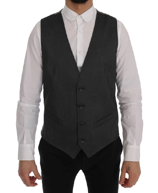 Sleek Gray Single-Breasted Waistcoat Vest Stylish Button Waistcoat Vest