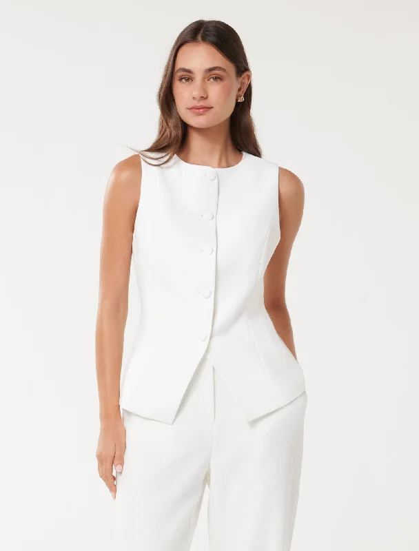 Toni High Neck Waistcoat Trendy Faux Leather Waistcoat