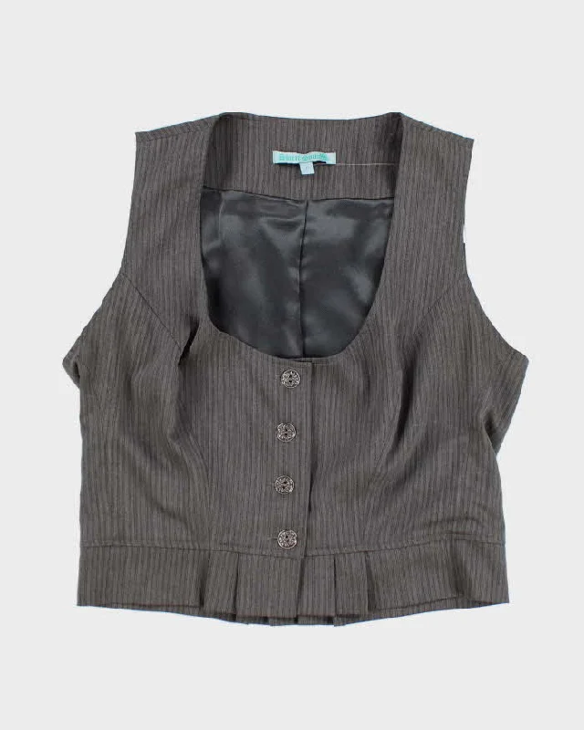 Vintage y2k 00s Sweet Soul Grey Waistcoat Top - L Elegant Woolen Waistcoat