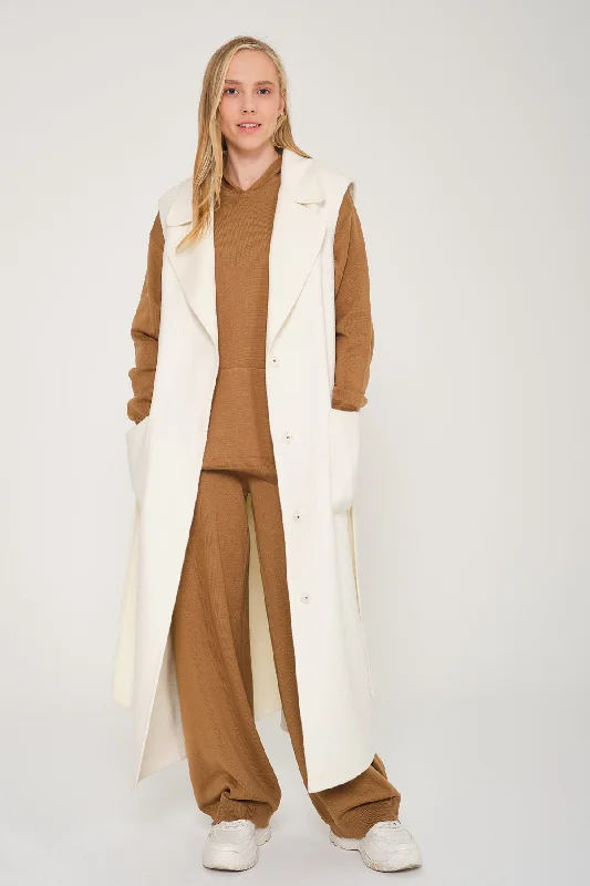 White Long Wool Waistcoat Lightweight Cotton Waistcoat Vest
