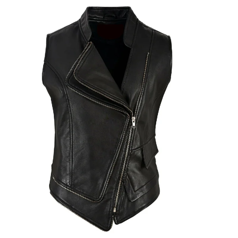 Women Double Brest Punk Waistcoat Comfortable Long Waistcoat Jacket