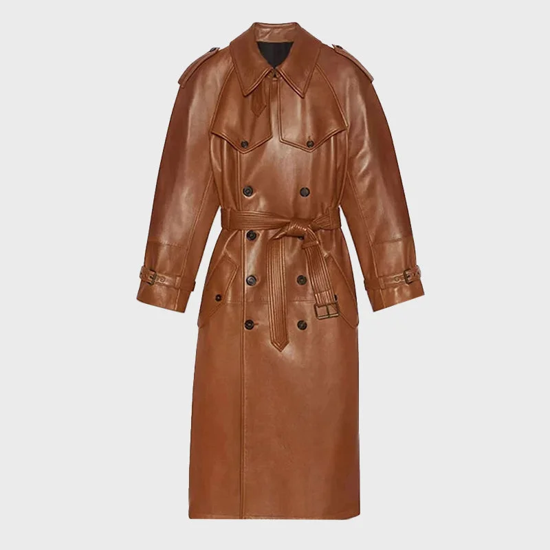 Women's Double Breasted Long Leather Coat Lapel Coat Peter Pan Collar Coat Cowl Neck Coat Women's Double Breasted Long Leather Coat Lapel Coat Peter Pan Collar Coat Cowl Neck Coat