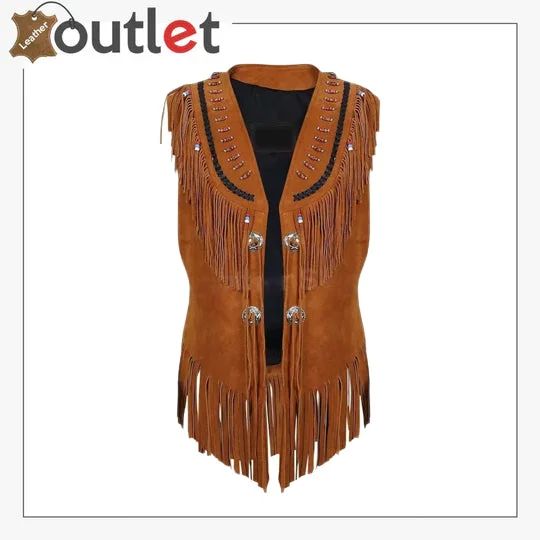 Women's Fringes Leather Vest Elegant Slim Fit Vest