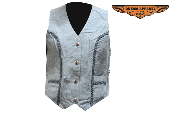 Womens Leather Vest With Laces On The Side Fashion-Forward Vest Coat