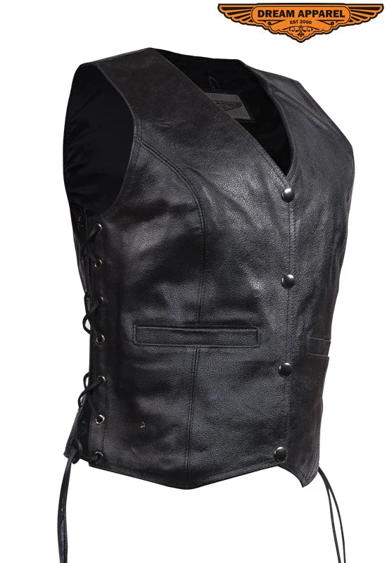 Womens Plain Leather Vest Thick Plush Vest