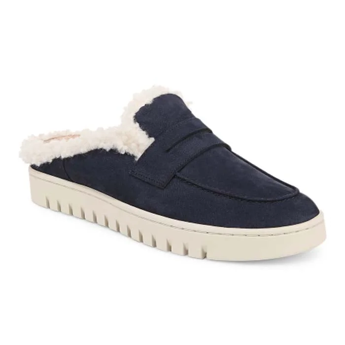 Womens Vionic Uptown Mule in Peacoat Pleated Ruffled tiered