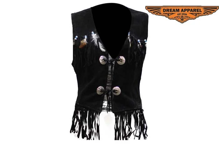 Womens Western Style Leather Vest Plaid Sherpa Vest