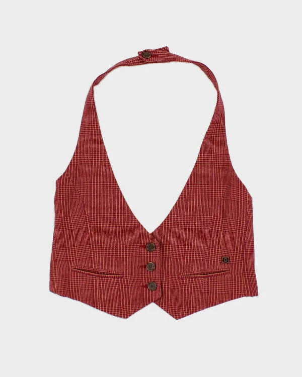 Y2k 00s DC Shoe Co Halter Waistcoat Top - M Elegant Slim Fit Waistcoat