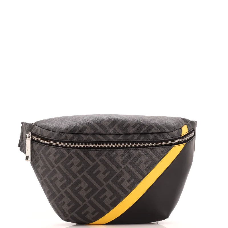 Zip Belt Bag Zucca Coated Canvas and Leather Plaid Tartan Floral