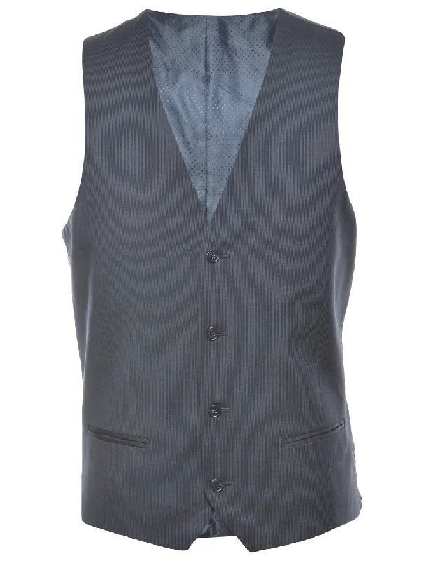 Pinstriped Navy Waistcoat - L Modern Slim Fit Waistcoat