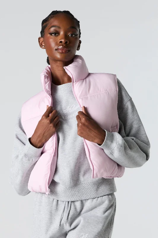 Cropped Puffer Vest Belted Puffer Vest