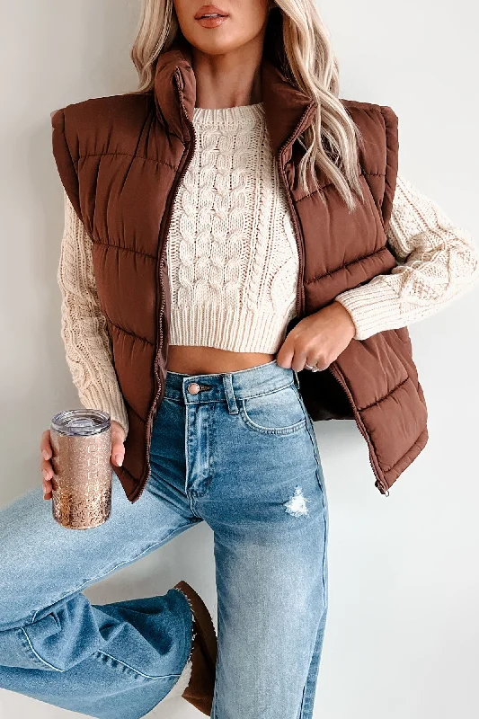 A Call From Fall Puffer Vest (Chocolate) Sleeveless Winter Coat