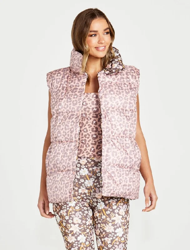 Alessia Reversible Puffer Vest Sleeveless Herringbone Vest