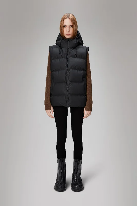 Alta Puffer Vest - Black Soft-Touch Wool Vest