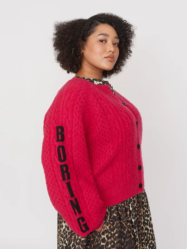 Boring Cable Knit Cardigan - SHIPPING FROM 12/12 Print Jacquard Patchwork