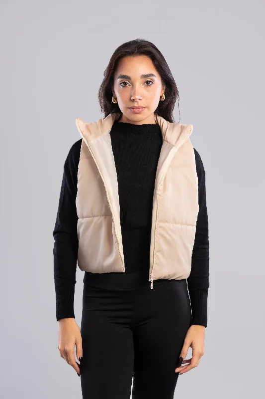 Cropped Puffer Vest - Mitcha Label Smart-Casual Vest Coat