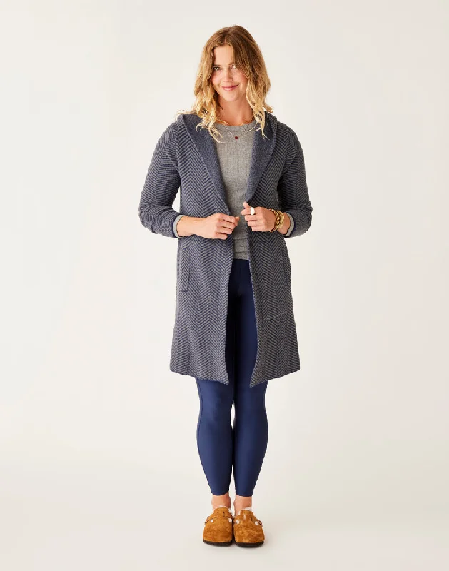 Durango Plush Cardigan: Navy Herringbone Jersey Fabric Tulle Fabric Batik Fabric