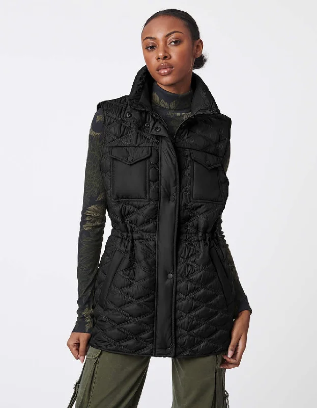 Glamp Utility Puffer Vest Embellished Evening Vest