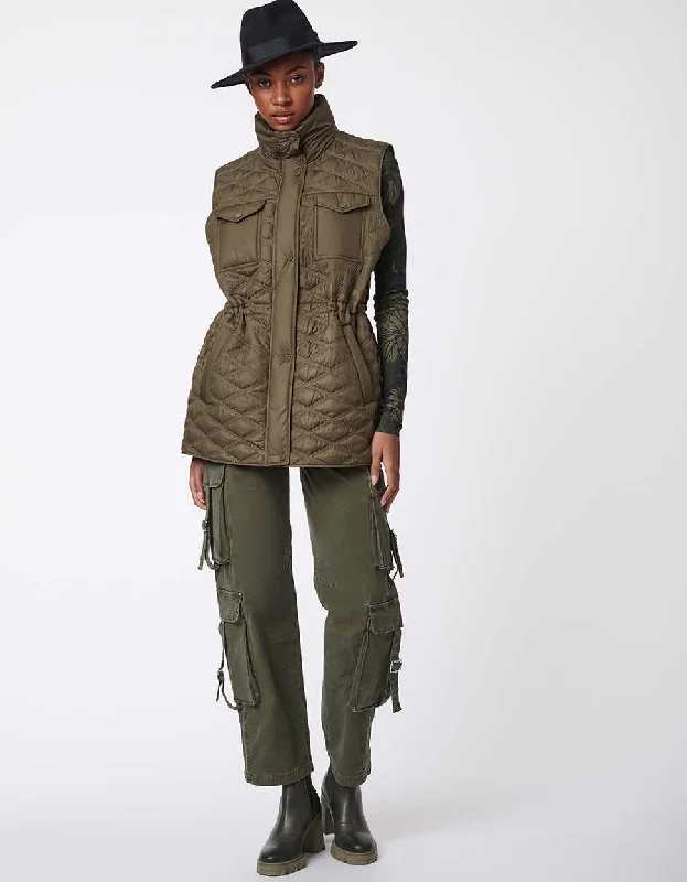 Glamp Utility Puffer Vest Quilted Hooded Vest