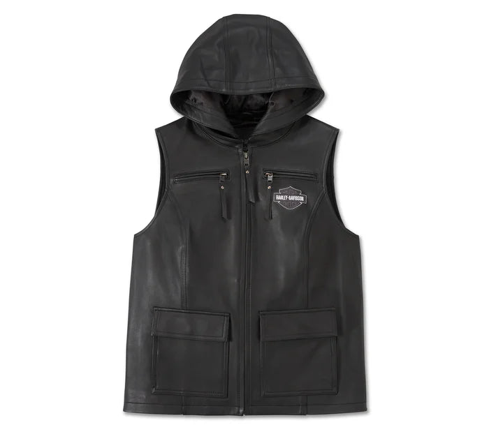 Harley-Davidson® Women's Off Roads Leather Vest Button-Up Wool Vest