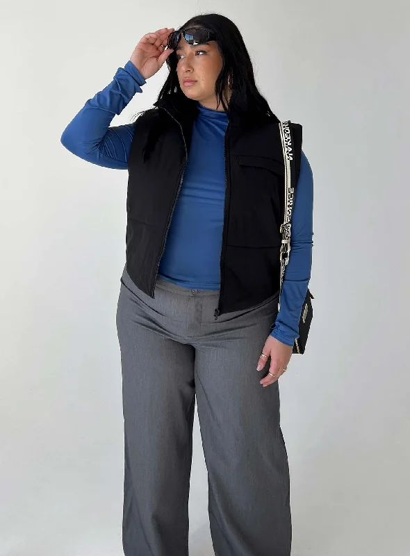 Kirby Puffer Vest Black Curve Minimalist Long Vest