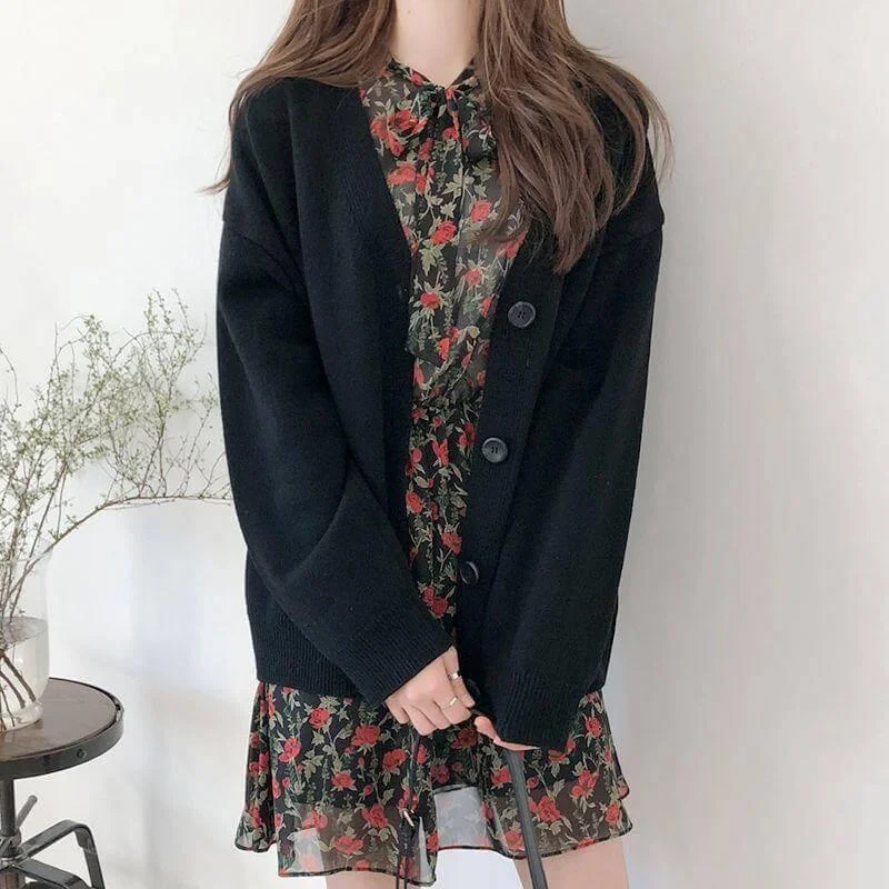 Korean Oversized Cardigan Sweater For Women Mesh Fabric Canvas Fabric Denim Fabric